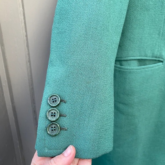 Vintage Green Crepe Car Coat Swing Coat // SIZE S - Picture 5 of 9